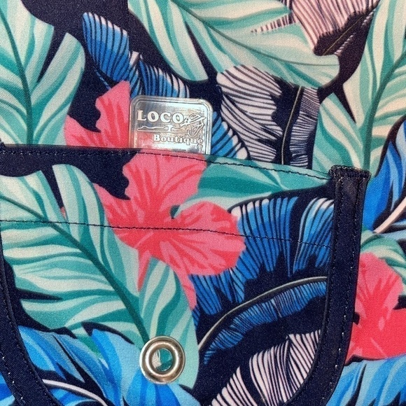 LOCO Boutique women’s large 12 14 shorts floral board swim bathing suit blue - Picture 6 of 8